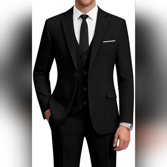 Men’s Black 3 Piece Suit | Formal Wedding Business Suit | Size L - Picture 1 of 4